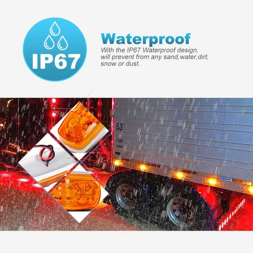 Vista 11 de Partsam 10x luz de marcador LED de doble burbuja ojo de tigre, [aprobada por DOT] 2x4 rectangular ámbar 10 LED para remolque, RV, camioneta, luces