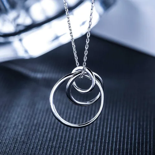 Vista 2 de Collar de plata de ley con 3 círculos, collares para abuela, madre e hija, collar familiar, regalo para la abuela