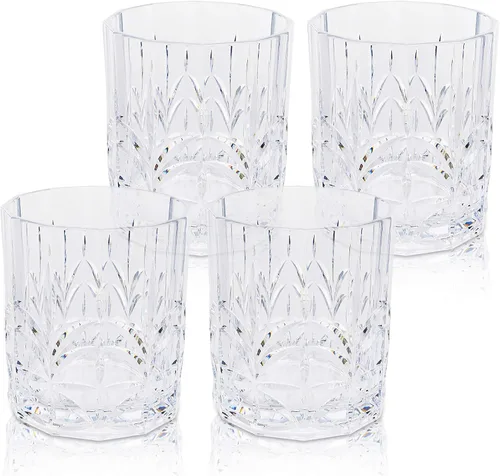 Vista 12 de BELLAFORTE - Vaso corto irrompible de plástico Tritan, juego de 4, 13 oz - Vasos de bebida de corte de cristal irrompibles Myrtle Beach al