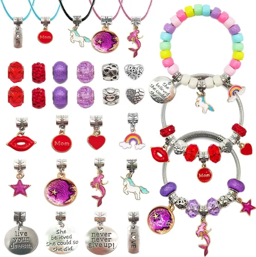 Vista 4 de leitait Kit de Fabricación de Pulseras de Juguetes para Niñas - Kit de Fabricación de Joyas con Dijes de 3000 Piezas, Rellenos para Canasta de 3000