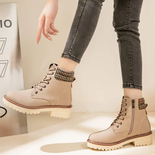 Vista 9 de DeYashopin Botas de senderismo antideslizantes para mujer, botas casuales para exteriores