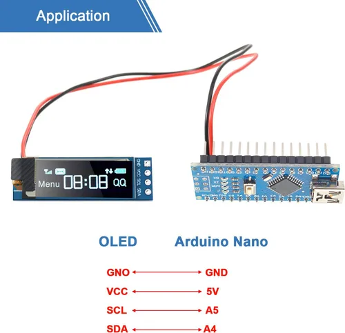 Vista 4 de Frienda Módulo de pantalla I2C de 5 piezas de 0.91 pulgadas I2C OLED Módulo de pantalla I2C Controlador de pantalla OLED DC 3.3V a 5V
