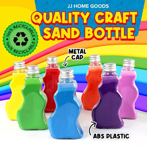 Vista 3 de JJ CARE Botellas de arena [12 botellas de arena en forma de onda + 6 embudos pequeños y 6 grandes] Kit de arte de arena para niños de 3 años más