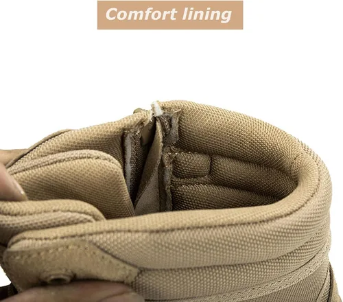 Vista 3 de Kervaky Botas tácticas militares para hombre, botas de trabajo, botas de combate, botas de desierto, botas de senderismo, botas de cuero, botas