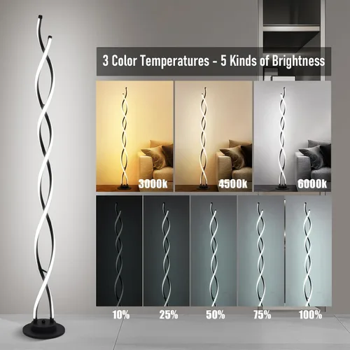 Vista 2 de Lámpara de pie, lámparas de pie LED modernas para sala de estar, 2500LM-40W, lámparas para sala de estar, lámpara de pie regulable con control