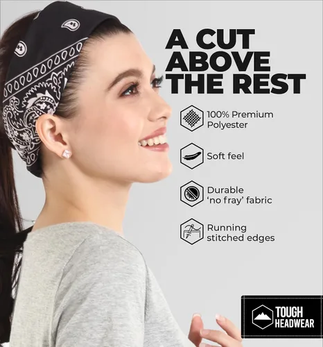 Vista 4 de Diadema grande tipo bandana Pañuelo para hombres y mujeres Paquete de bandana de cachemira Bufanda de vaquero