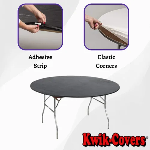 Vista 4 de Kwik-Covers Cubiertas redondas de plástico ajustables de 60 pulgadas, paquete de 5 (negro)