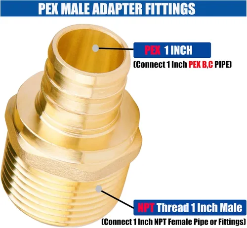 Vista 2 de WHK Paquete de 6 adaptadores PEX-B macho NPT (MNPT) de 1 pulgada x 1 pulgada