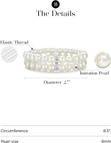 Vista 6 de BABEYOND Pulsera de perlas de imitación de los años 20, pulsera de perlas de gran Gatsby, accesorios de los años 20, conjunto de joyas
