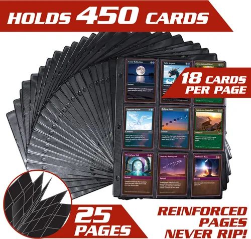 Vista 3 de Monster - Paquete de 25 protectores de página para tarjetas coleccionables con capacidad para 450 cartas coleccionables y 9 hojas de bolsillo