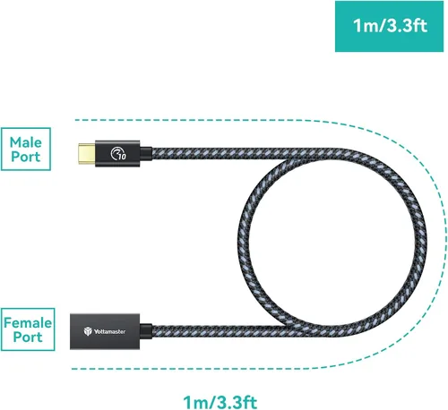 Vista 7 de Yottamaster Cable adaptador USB-C macho a USB-A hembra OTG - 10Gbps para teléfono, laptop, tableta e interruptor - 3.3 ft/3.3 pies