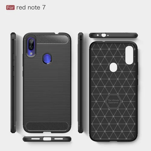 Vista 8 de Funda compatible con Xiaomi Redmi Note 7, fibra de carbono absorción de choque Slim Case (negro)
