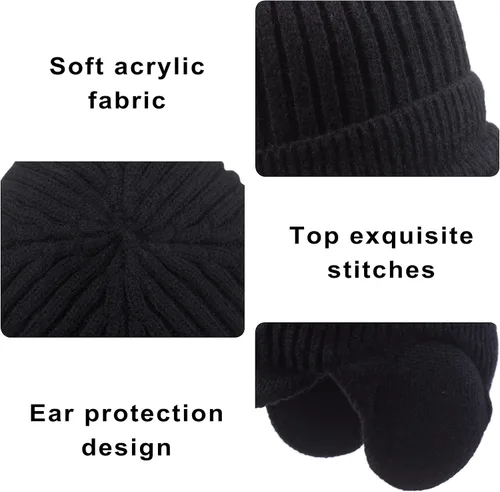 Vista 5 de Muryobao Gorro de invierno para hombre con forro polar con visera orejeras cálidas gorra de esquí