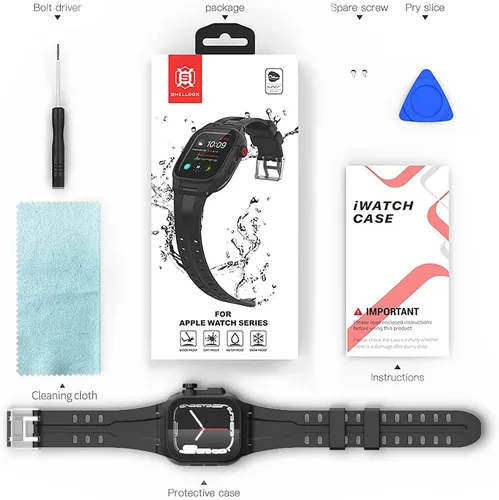 Vista 6 de Apple Watch Series 7 - Funda impermeable de 1.772 in, funda protectora de cuerpo completo 360 con protector de pantalla, a prueba de golpes, a