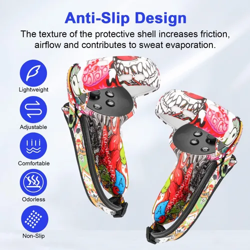 Vista 4 de EWalos Accessories for Oculus Quest 2, VR Silicone Cover Skins for Meta Quest 2, Include Quest 2 Controller Grip Leather Cover, VR Shell Cover, Face