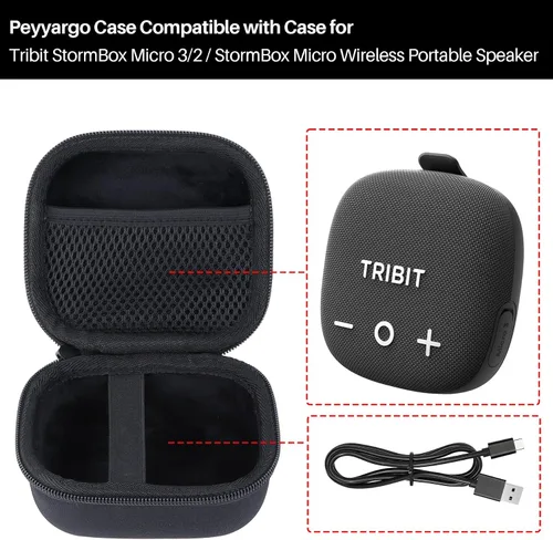 Vista 4 de Estuche de almacenamiento compatible con Tribit StormBox Micro 3/2/1 Altavoz portátil impermeable (negro)