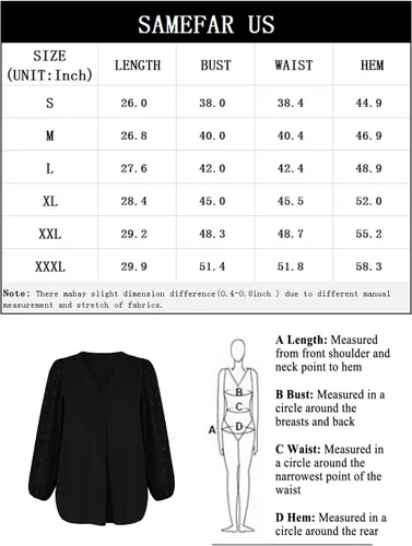 Vista 5 de Samefar Blusa de manga larga con cuello en V para mujer, blusa holgada de gasa con lunares suizos