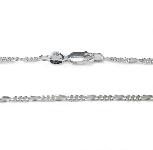 Vista 7 de Cadena de plata fina 925de Figaro de 1,8mm. Collar hacho en Italia para mujer, con cierre de garra1630 pulgadas.