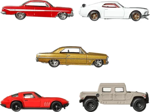 Vista 2 de Hot Wheels Cars, Premium Fast & Furious 1:64 Escala 1:64 Paquete de 5 autos de juguete fundidos a presión para coleccionistas, HKF07