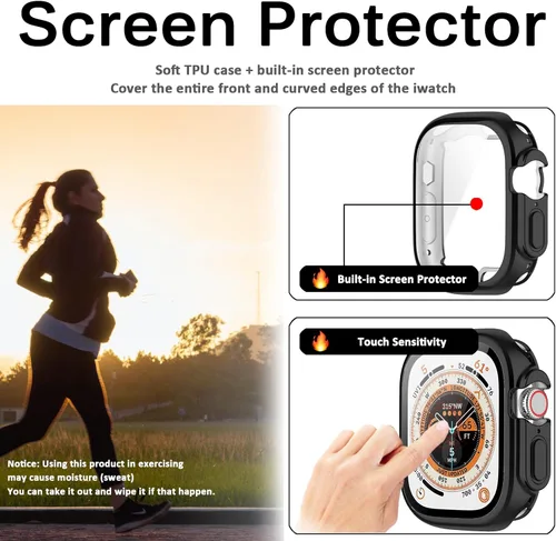 Vista 4 de Funda compatible con Apple Watch Series 3, 2, 1 de 1.496 pulgadas con protector de pantalla, cubierta dura de policarbonato antiarañazos a prueba