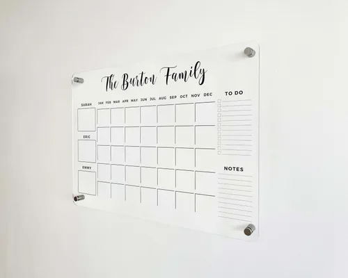 Vista 8 de Calendario de pared acrílico personalizado grande, planificador personalizado 2026, calendario familiar de borrado en seco