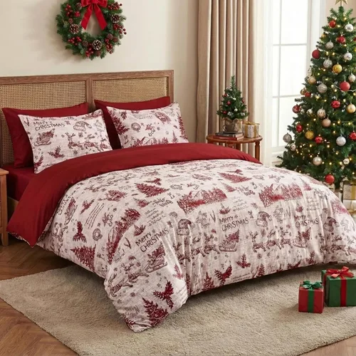 Vista 2 de CAROMIO Funda de Edredón de Navidad Tamaño Twin, Juego de Ropa de Cama de 2 Piezas con Funda de Edredón Estampada de Navidad (Twin, 68"x90")