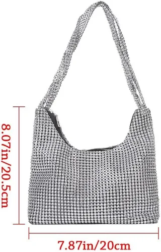 Vista 8 de Andy's Orchids Bolso de hombro con purpurina para mujer, bolso de mano de noche con diamantes de imitación, bolso brillante, monederos brillantes