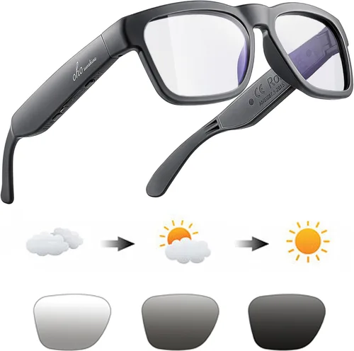 Vista 10 de OhO sunshine Bluetooth Glasses: Voice Control and Open Ear Style Smart Glasses to Listen Music & Calls, UV400 Protection Lens