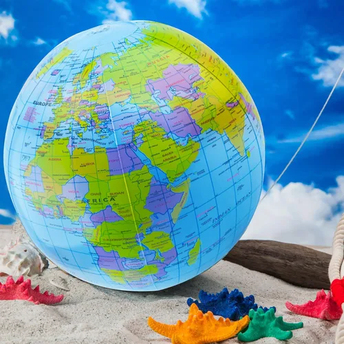 Vista 3 de Paquete de 20 globos inflables del mundo, bola de playa de 16 pulgadas para regalos de fiesta de playa de verano