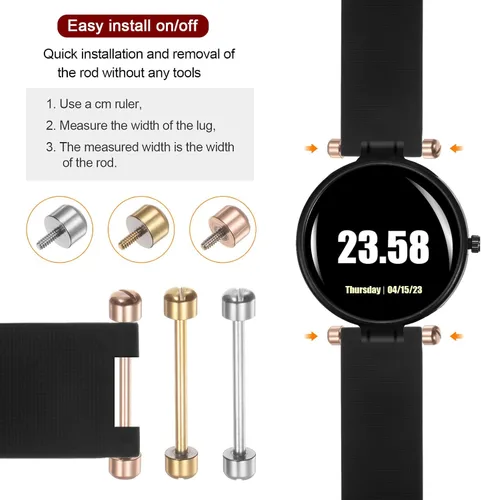 Vista 5 de HARFINGTON Reloj Tornillo Tubo Varilla Acero Inoxidable Reloj Correa Pines