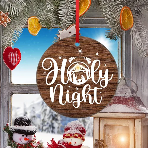 Vista 4 de Adorno de noche santa para árbol de Navidad, adorno religioso de Jesús Dios, Biblia de Navidad, adorno de belén para decoración de árbol de Navidad