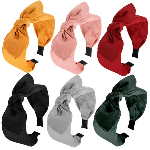 Vista 19 de Jaciya Paquete de 6 diademas de plátano con lazo, diademas blancas de verano con lazo anudado para mujer, accesorios para el cabello de fiesta