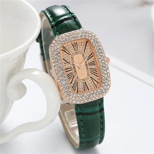 Vista 7 de CdyBox Popular reloj de diamante PU pulsera de cuero mujeres moda cuarzo reloj 4 paquete