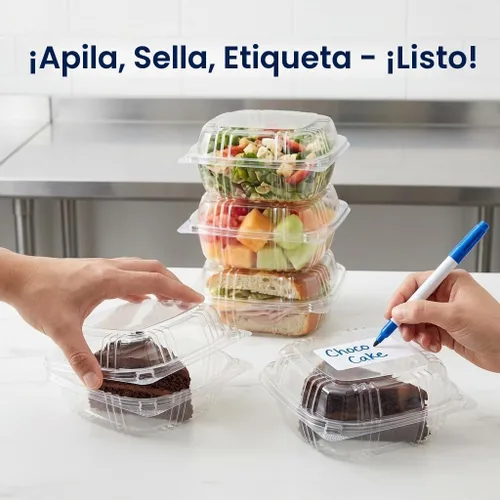 Vista 4 de Mr Miracle - Envases de almeja de plástico transparente desechables, resistentes a fugas y duraderos para entregas como Uber Eats, ideales