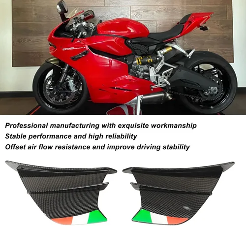 Vista 3 de 2 aletas de motocicleta para 400 250 Z900 Z1000, ala aerodinámica, alerón lateral de motocicleta (fibra de carbono brillante)