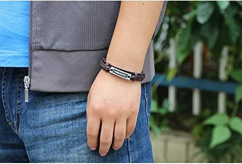Vista 4 de COLORFUL BLING Pulsera de cuero cruzado estilo cruzado diseño multicapa acero inoxidable moda hombres pulsera de cuero clásico regalo para hombres 2