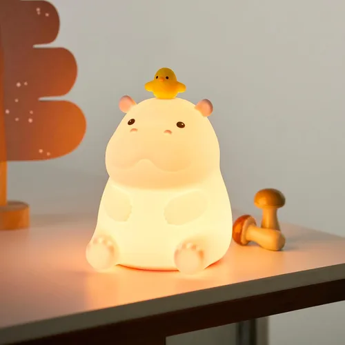 Vista 12 de ATSUI Luz Nocturna de Pingüino, Lámpara Nocturna de Animal Novelosa y Esponjosa LED, Silicona de Grado Alimentario, Atenuable en 2 Niveles, Luz