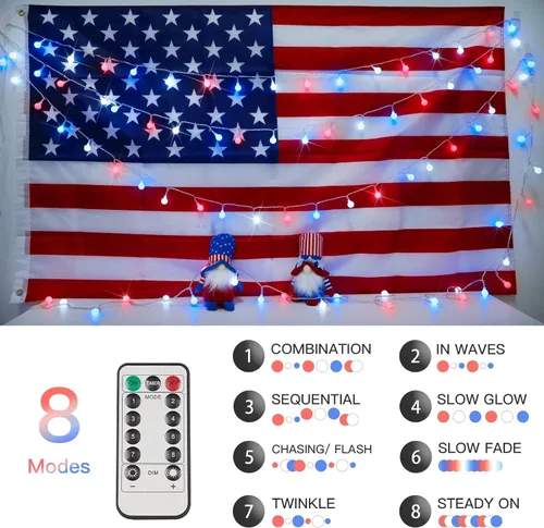 Vista 7 de suddus - Guirnalda de luces con forma de globo, 50 luces LED alimentadas por batería, para bandera, patio trasero, patio, jardín, fiesta