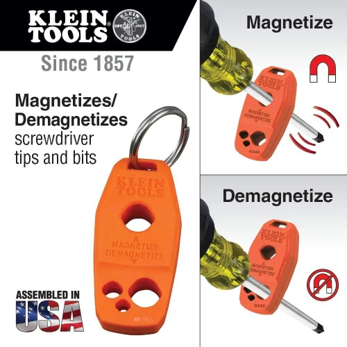 Vista 2 de Klein Tools MAG2 Desmagnetizador / Magnetizador para puntas de destornillador y brocas, hace herramientas magnéticas, mejoras para el hogar, imán