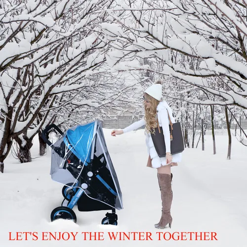 Vista 6 de Cubierta para cochecito de bebé, paraguas protector contra el clima, accesorios de tamaño universal, protege de la lluvia, viento, nieve, polvo