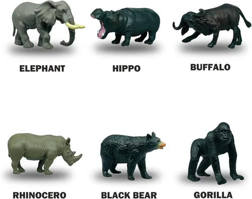 Vista 3 de 12 piezas de mini juguetes africanos de animales salvajes para niños, figuras realistas del mundo de safari, figuras de animales, juguete ideal