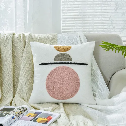 Vista 11 de Bohu Farmhouse - Fundas de almohada coloridas de arcoíris de 18 x 18 pulgadas, con textura de mediados de siglo para sofá, dormitorio, sala