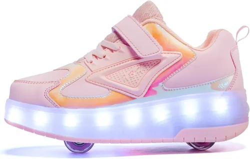 Vista 10 de Zapatos para niños con ruedas - 4 en 1 Zapatos con ruedas iluminados con luces LED recargables por USB para regalos de Navidad y escuela