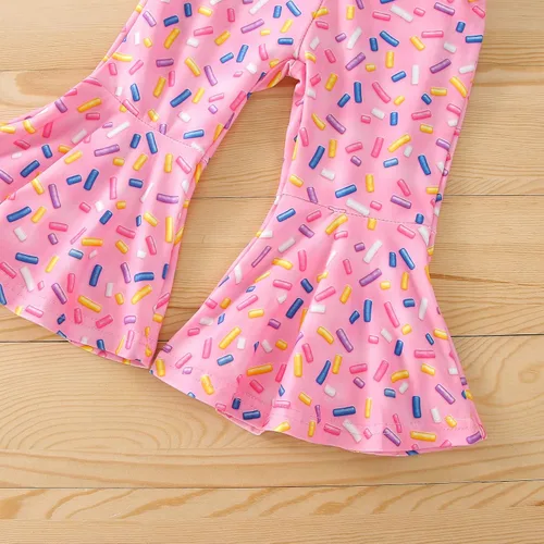 Vista 6 de Conjunto de ropa de cumpleaños para bebé niña pequeña, camiseta de manga larga, pantalones de campana, diadema