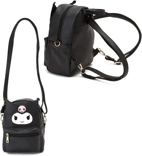 Vista 4 de RULEBAG Mini mochilas lindas de felpa peluda mochilas para niñas mochilas para niños mochila kawaii gran regalo, Poliuretano negro, Computadora
