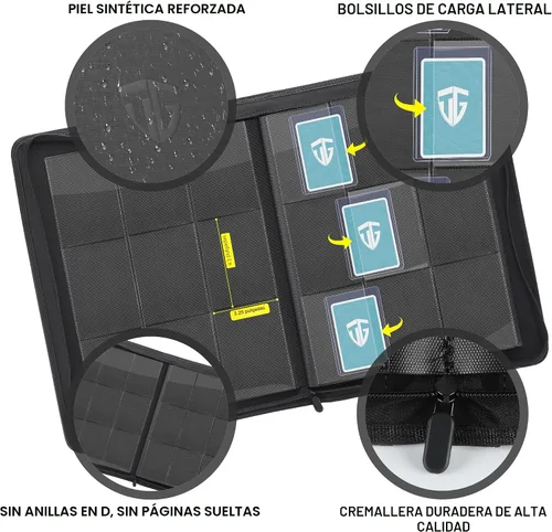 Vista 3 de Carpeta Toploader, Contiene 216 Toploaders, Carpeta de 9 Bolsillos Top Loader con Fundas para Toploaders Rígidos de 3"x4" Fundas Duras, Carpetas Top