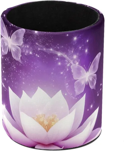 Vista 25 de Taza de PVC para escritorio, taza de lápiz rosa con mariposas para organizador de bolígrafos de escritorio, soporte para brochas de maquillaje