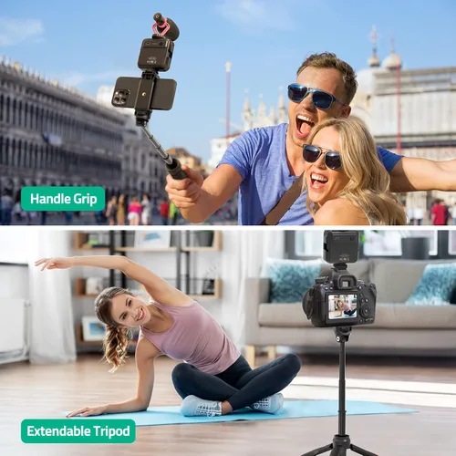 Vista 7 de Kit de videoblogs para teléfono inteligente con luz LED, soporte para teléfono, micrófono, trípode, bolsa de transporte, kit de inicio de YouTube
