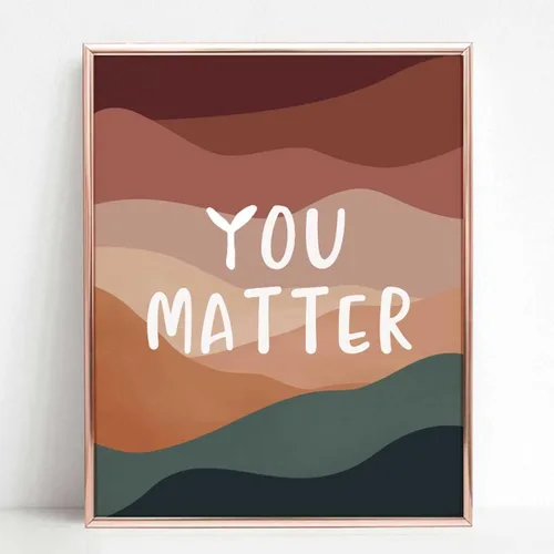 Vista 4 de You Matter, arte de pared de salud mental, decoración de oficina de terapeuta, decoración de aula de psicólogo, arte de pared de oficina