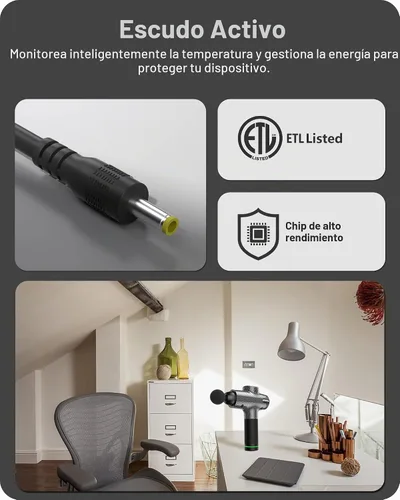 Vista 6 de VHBW Cargador de pistola de masaje de repuesto para DC 24V o 25.2V sin escobillas, cable de carga compatible con Hypervolt Taotronics Opove Toloco